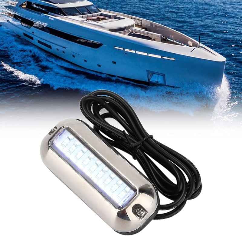 ضوء قارب تحت الماء أزرق 27 LED 74 لومن IP68 مصنوع من الفولاذ المقاوم للصدأ لمارينا RV مصباح مؤخرة القارب - Image 3